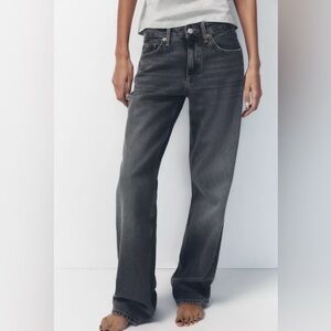 Zara Women's Charcoal Straight Leg Jeans
